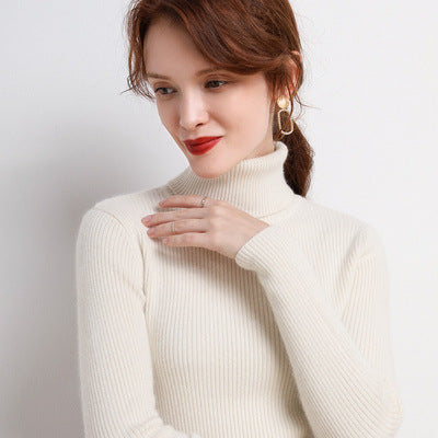 Women’s Winter Turtleneck Woolen Sweater – Thickened Slim Fit Base Layer