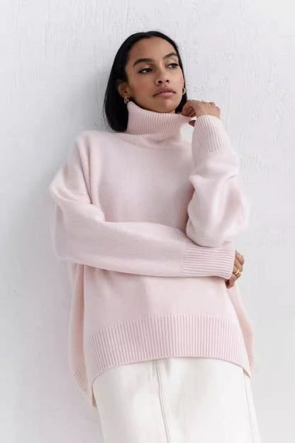 Loose Fit Mock Neck Casual Pullover Sweater