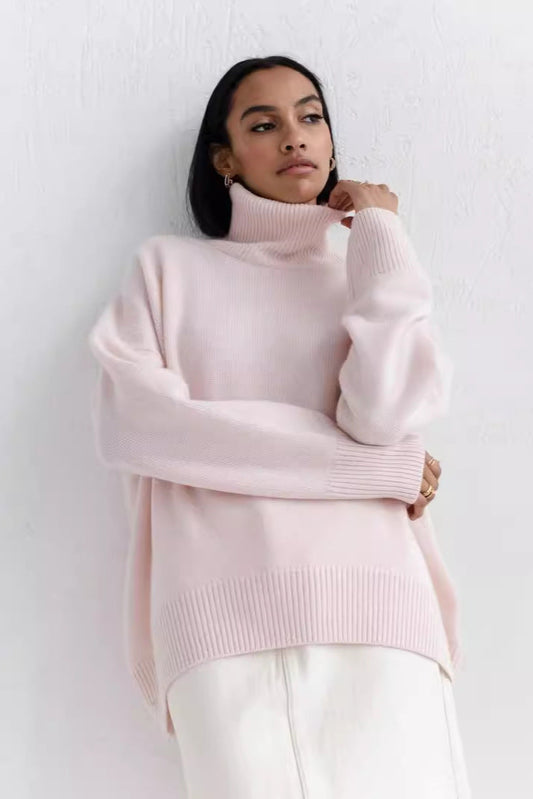 Loose Fit Mock Neck Casual Pullover Sweater