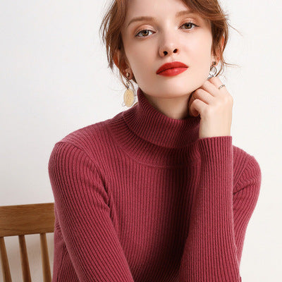 Women’s Winter Turtleneck Woolen Sweater – Thickened Slim Fit Base Layer