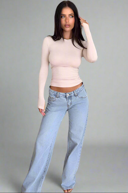 Retro Loose Fit Straight Denim Trousers
