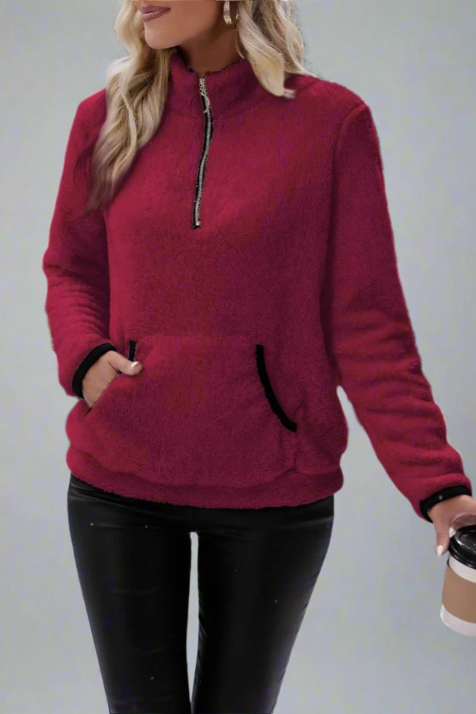 Women’s Double-Sided Fleece Sweatshirt – Cozy Geometric Pullover for Autumn & Winter