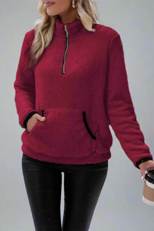 Women’s Double-Sided Fleece Sweatshirt – Cozy Geometric Pullover for Autumn & Winter