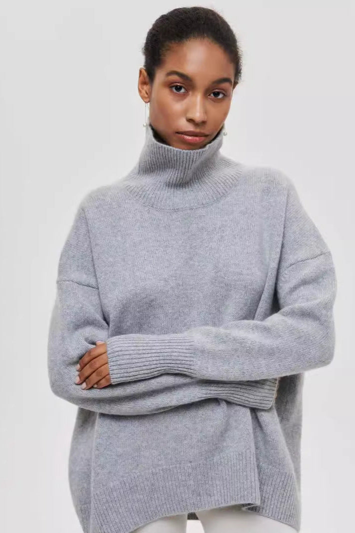 Loose Fit Mock Neck Casual Pullover Sweater