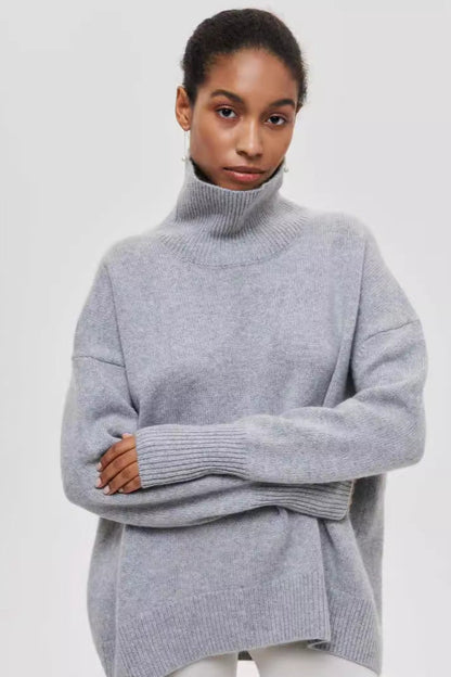 Loose Fit Mock Neck Casual Pullover Sweater