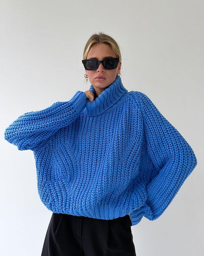 Women’s Oversized Turtleneck Chunky Knit Sweater – Casual Pullover