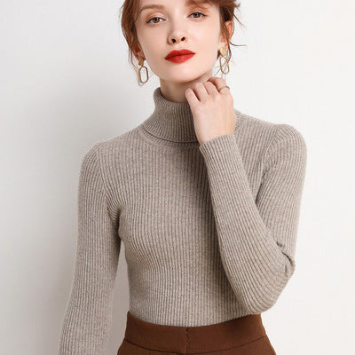 Women’s Winter Turtleneck Woolen Sweater – Thickened Slim Fit Base Layer