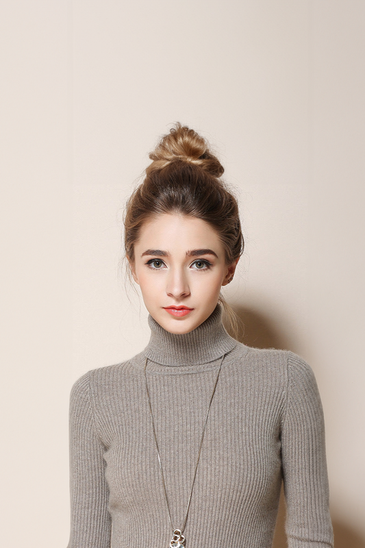 Women’s Slim Turtleneck Knitted Pullover – Thickened Viscose Base Layer