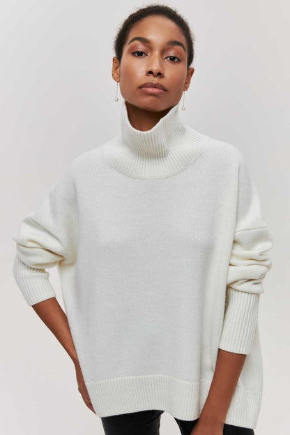 Loose Fit Mock Neck Casual Pullover Sweater