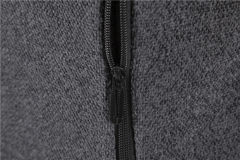 Men’s Fleece-Lined Zip-Up Hoodie – Casual Solid Color Cardigan