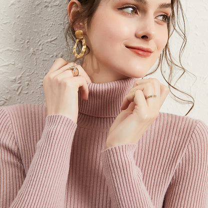 Women’s Slim Turtleneck Knitted Pullover – Thickened Viscose Base Layer