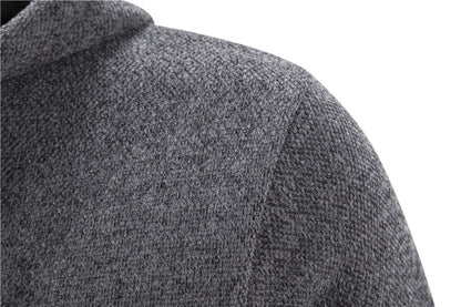Men’s Fleece-Lined Zip-Up Hoodie – Casual Solid Color Cardigan