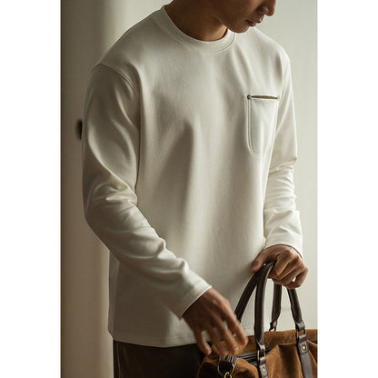 Men’s Contrast Pocket Pullover – Long Sleeve Loose Fit Spring Top