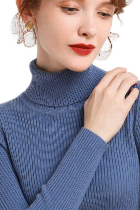 Women’s Winter Turtleneck Woolen Sweater – Thickened Slim Fit Base Layer
