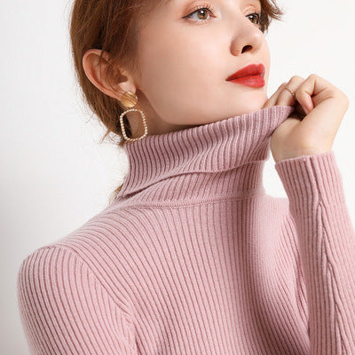 Women’s Winter Turtleneck Woolen Sweater – Thickened Slim Fit Base Layer