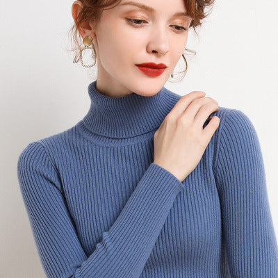 Women’s Winter Turtleneck Woolen Sweater – Thickened Slim Fit Base Layer