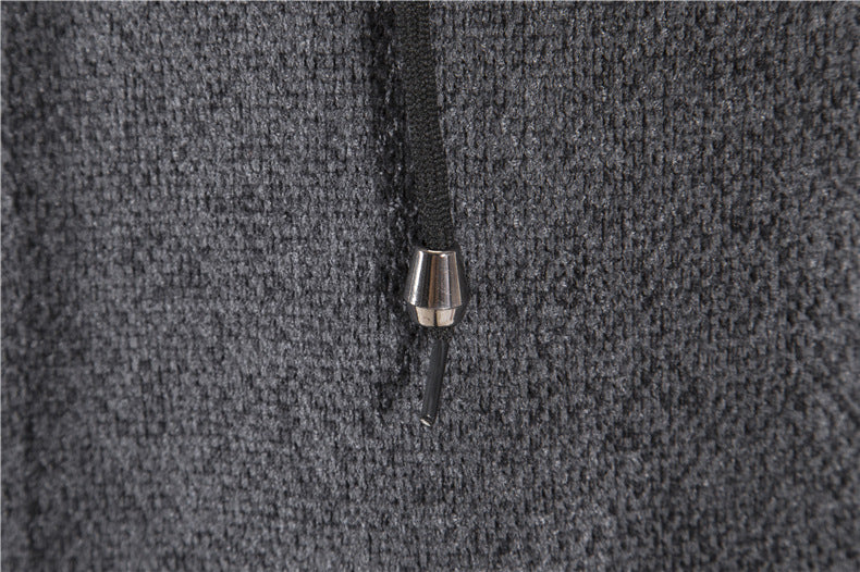 Men’s Fleece-Lined Zip-Up Hoodie – Casual Solid Color Cardigan