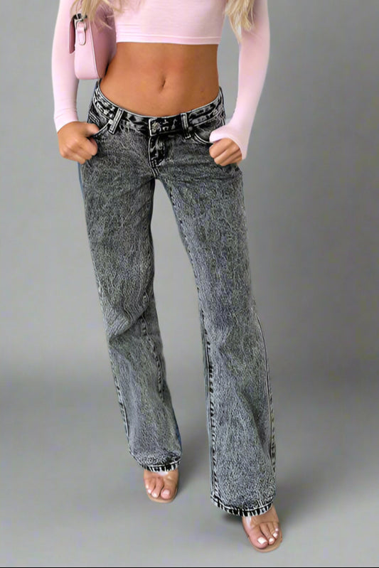 Retro Loose Fit Straight Denim Trousers