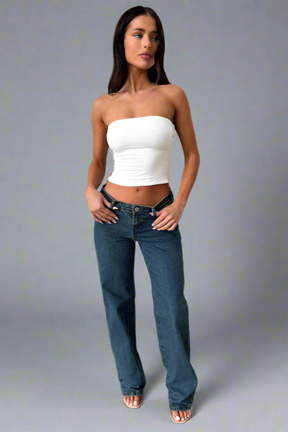 Retro Loose Fit Straight Denim Trousers