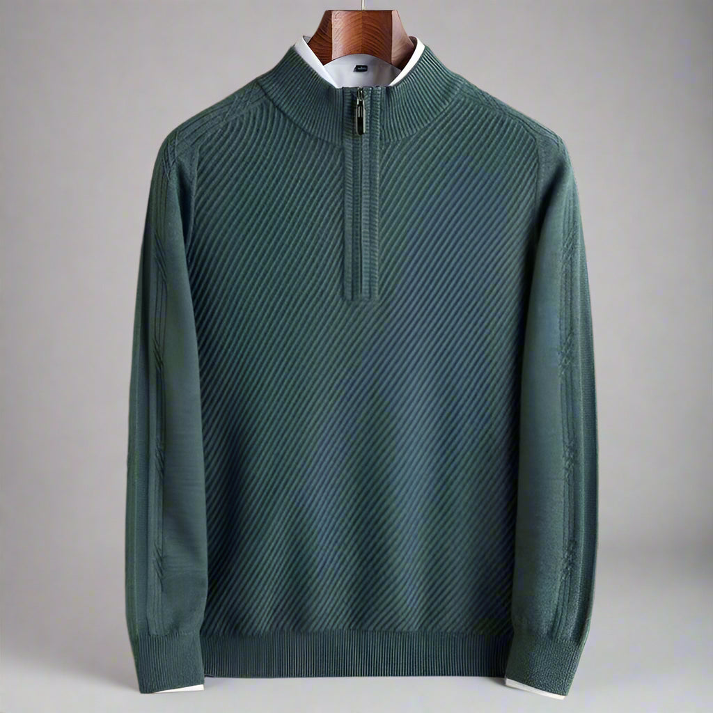 Men’s Pure Wool Knit Sweater – Thickened Winter Pullover