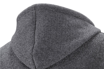 Men’s Fleece-Lined Zip-Up Hoodie – Casual Solid Color Cardigan