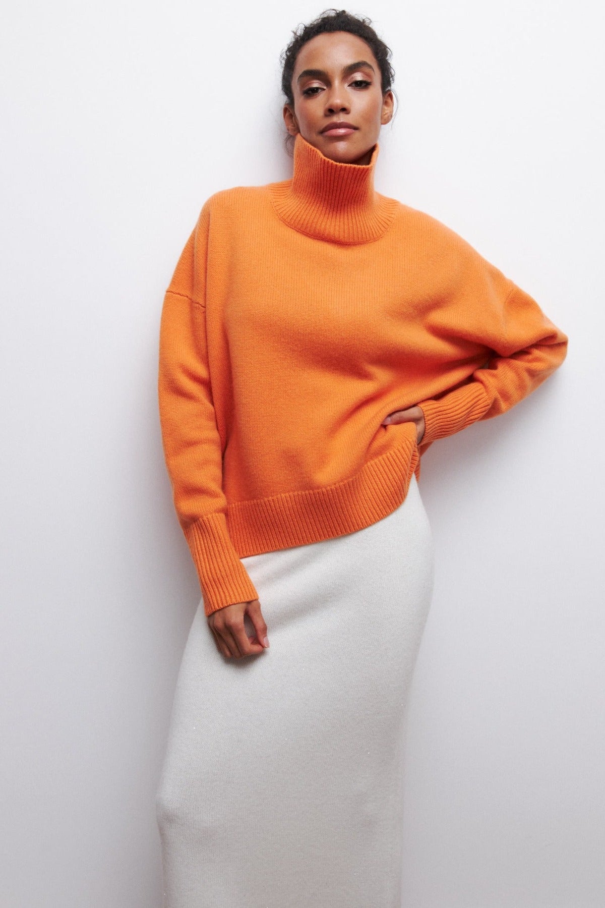 Loose Fit Mock Neck Casual Pullover Sweater