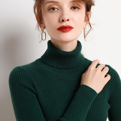 Women’s Winter Turtleneck Woolen Sweater – Thickened Slim Fit Base Layer