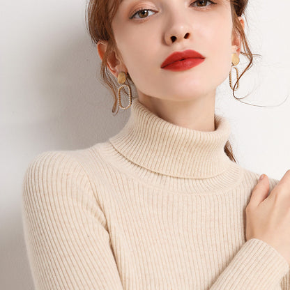 Women’s Winter Turtleneck Woolen Sweater – Thickened Slim Fit Base Layer
