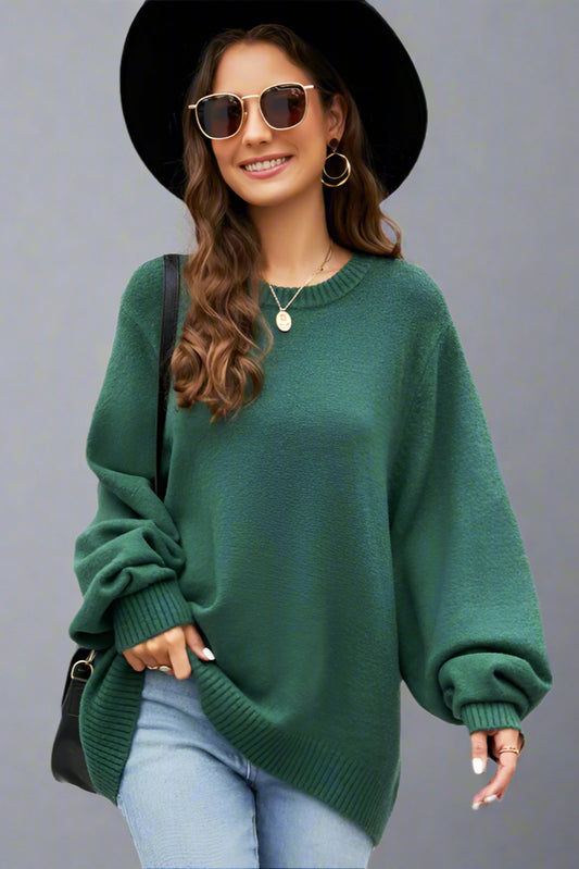 Women’s Loose Batwing Sleeve Pullover Sweater – Autumn & Winter Casual Knitwear