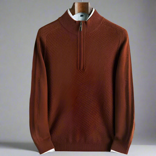 Men’s Pure Wool Knit Sweater – Thickened Winter Pullover
