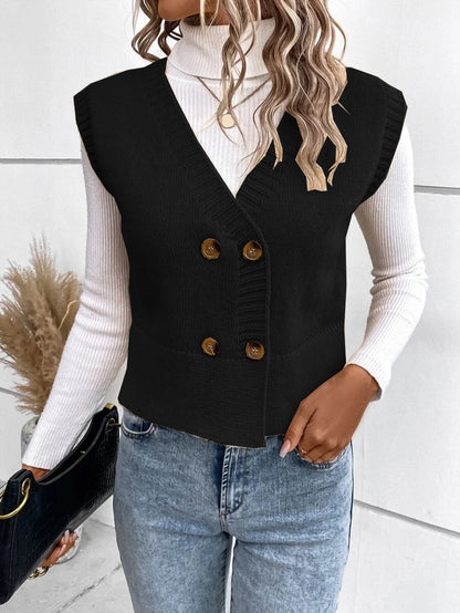 Women’s Knitted V-Neck Button Cardigan – Casual Soft Acrylic Sweater