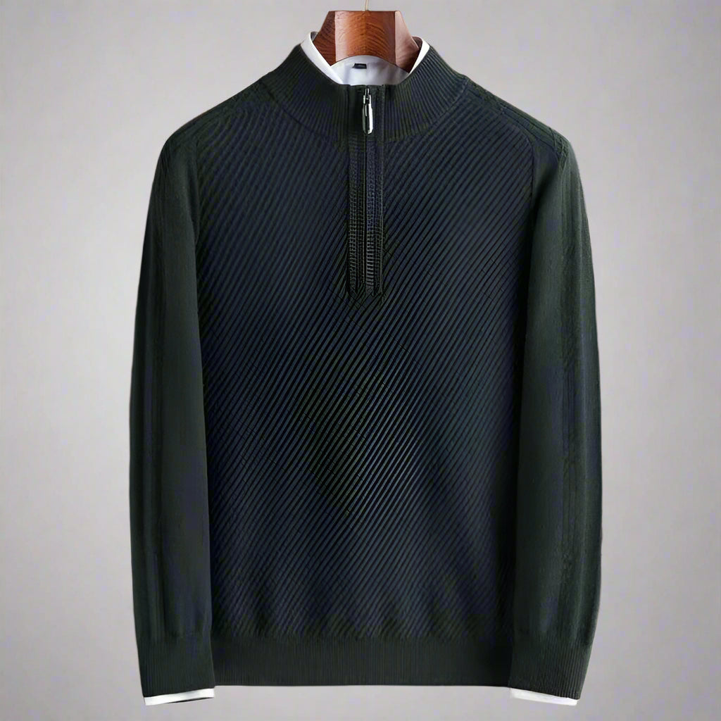 Men’s Pure Wool Knit Sweater – Thickened Winter Pullover