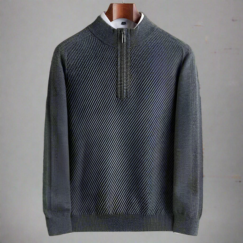 Men’s Pure Wool Knit Sweater – Thickened Winter Pullover