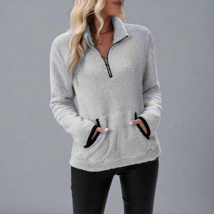 Women’s Double-Sided Fleece Sweatshirt – Cozy Geometric Pullover for Autumn & Winter