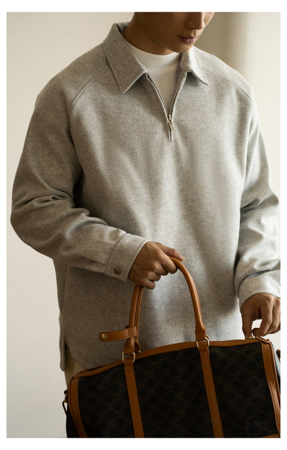 Men’s Half-Zip Pullover Sweater – Lightweight Lapel Top for Spring & Autumn
