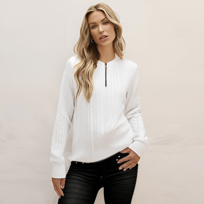 Quilted Zip-Up Sweatshirt – Chic & Cozy