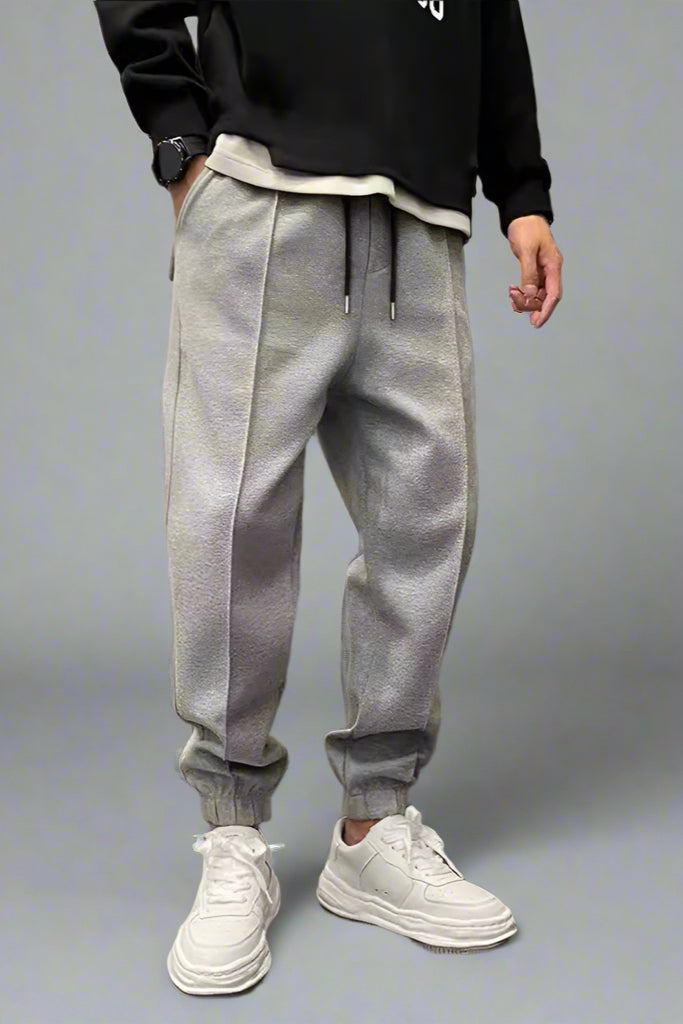 Thick Drawstring Sweatpants – Ankle-Tied Relaxed Fit