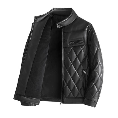 Thick PU Leather Jacket for Men – Fleece-Lined Casual Winter Coat