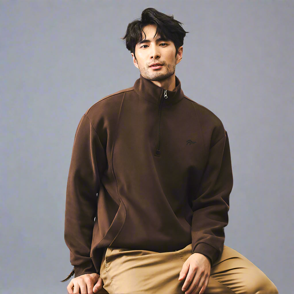 Men’s Fleece-Lined Zip-Up Pullover – Warm Cotton Jacket for Spring & Autumn