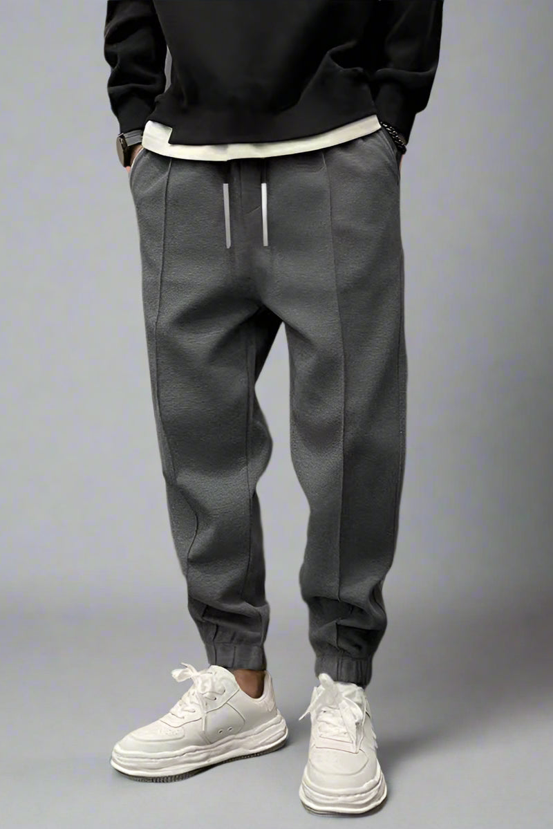 Thick Drawstring Sweatpants – Ankle-Tied Relaxed Fit