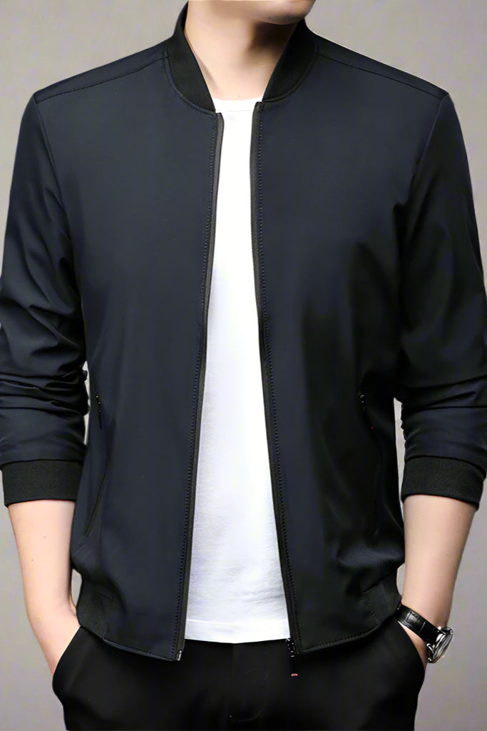 Men’s Business Casual Baseball Jacket – Lightweight Long Sleeve Outerwear