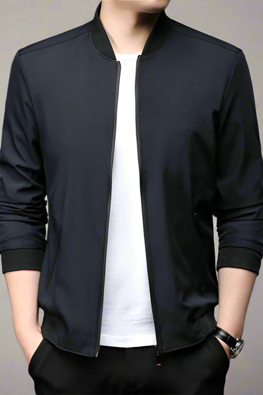Men’s Business Casual Baseball Jacket – Lightweight Long Sleeve Outerwear