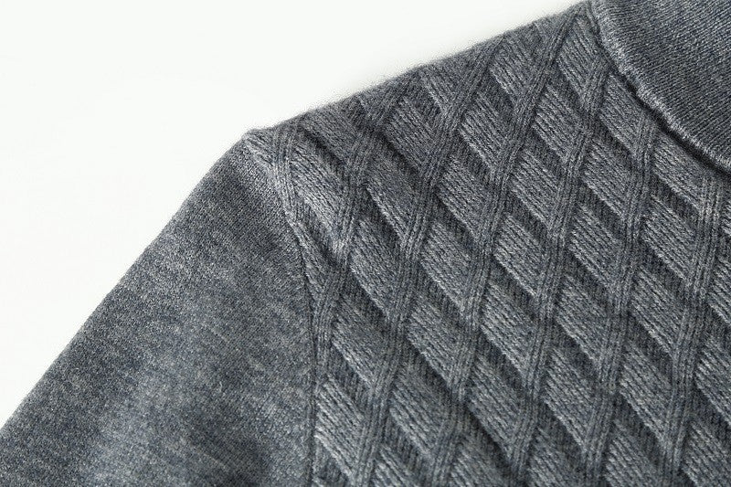 Men’s Half-Zip High Collar Sweater – Casual Long Sleeve Pullover