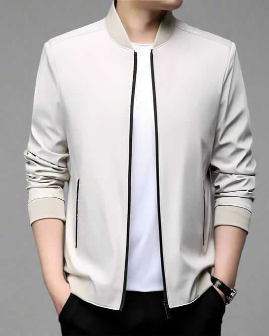 Men’s Business Casual Baseball Jacket – Lightweight Long Sleeve Outerwear