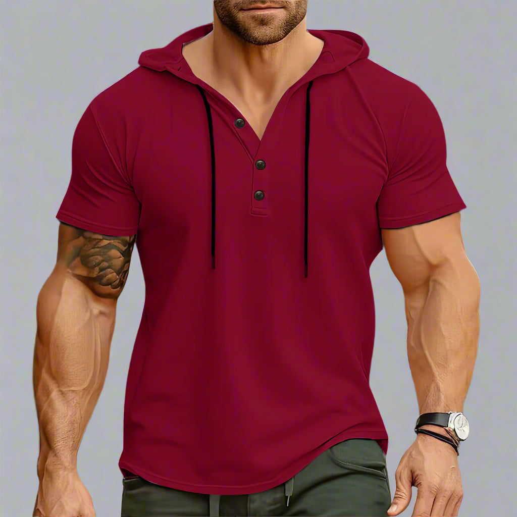 Men’s Hooded Workout Tee – Lightweight Short-Sleeve Fitness Top