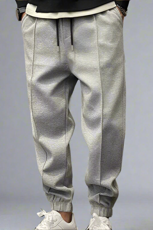 Thick Drawstring Sweatpants – Ankle-Tied Relaxed Fit