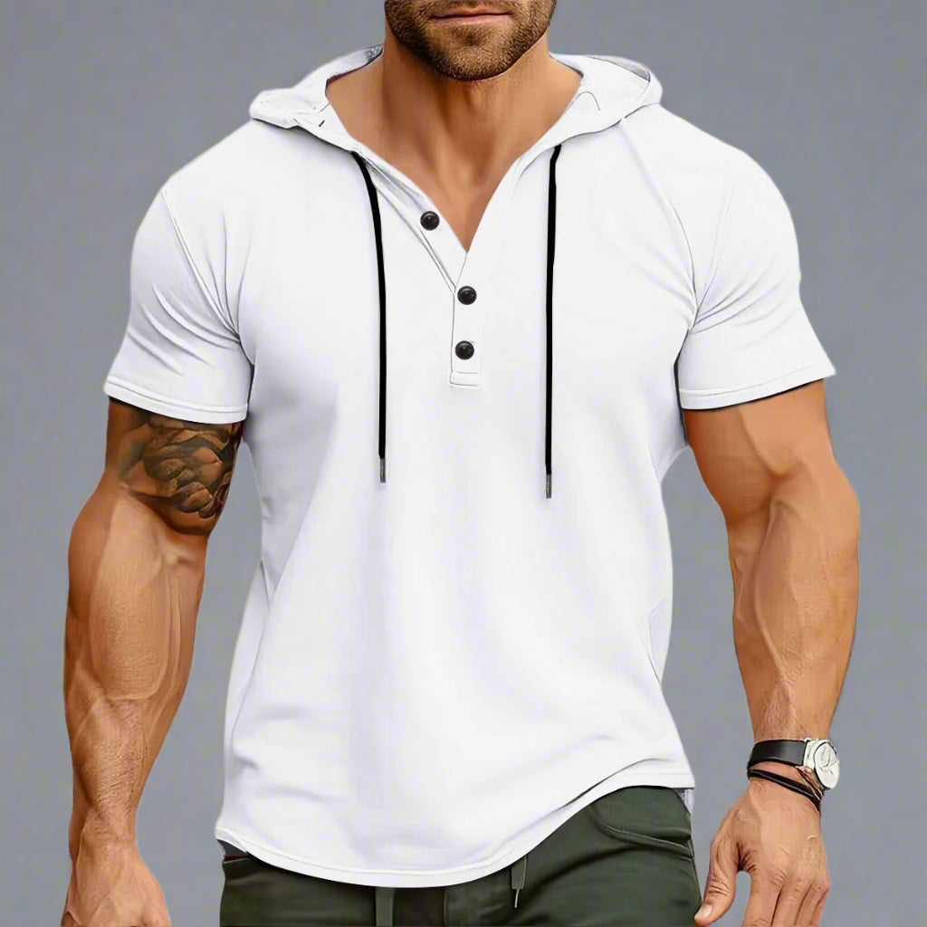 Men’s Hooded Workout Tee – Lightweight Short-Sleeve Fitness Top