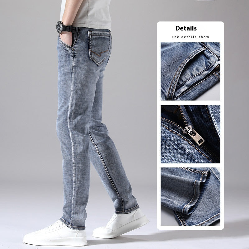 Men’s Retro Loose-Fit Jeans – Lightweight Tapered Summer Denim