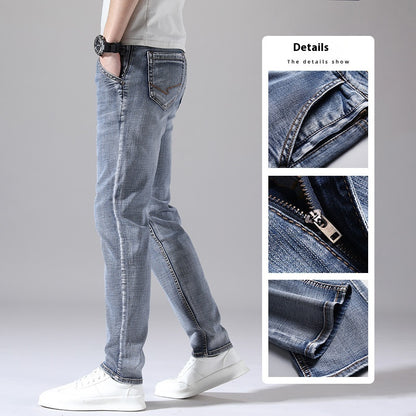 Men’s Retro Loose-Fit Jeans – Lightweight Tapered Summer Denim