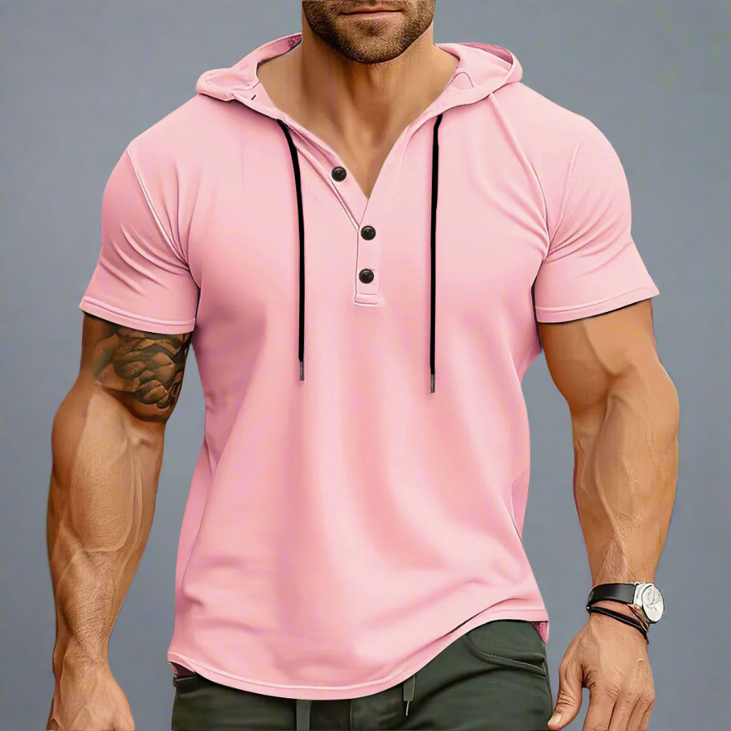 Men’s Hooded Workout Tee – Lightweight Short-Sleeve Fitness Top